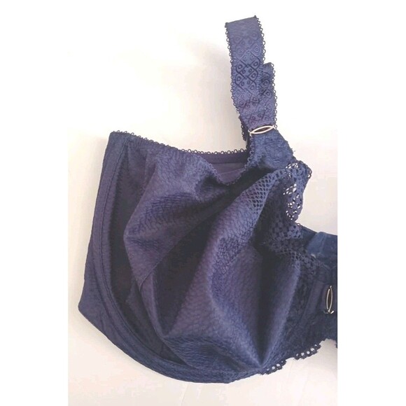 Elomi Bra Sz 36K Navy Carmen Unlined Underwire Style 4010 Lace Full Coverage - Picture 5 of 5